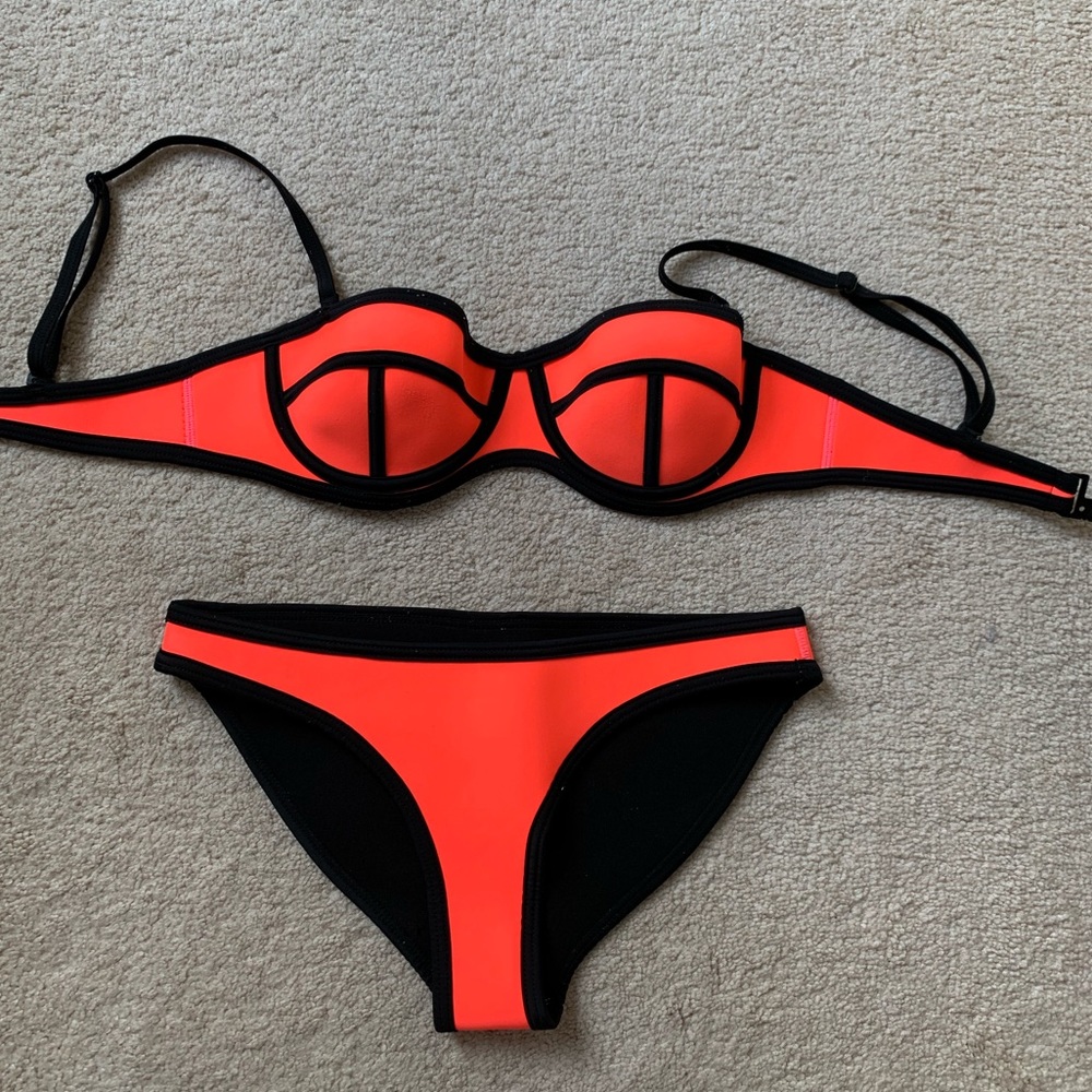 Vintage Neoprene Triangl Bustier Bikini